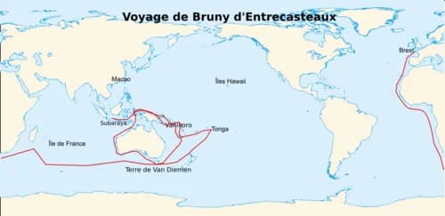 Historic illustration of the d’Entrecasteaux voyage