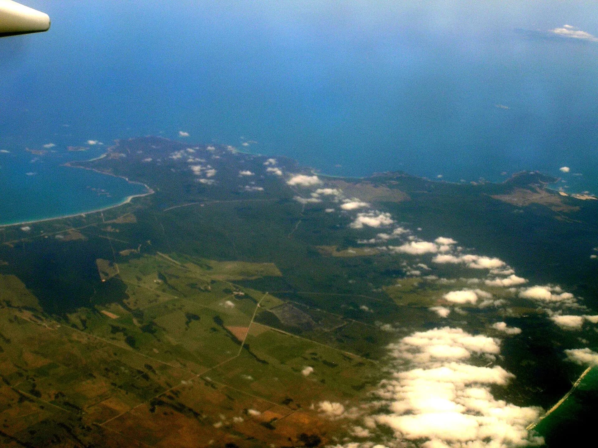 Aerial view of islands and channels in eastern Bass Strait