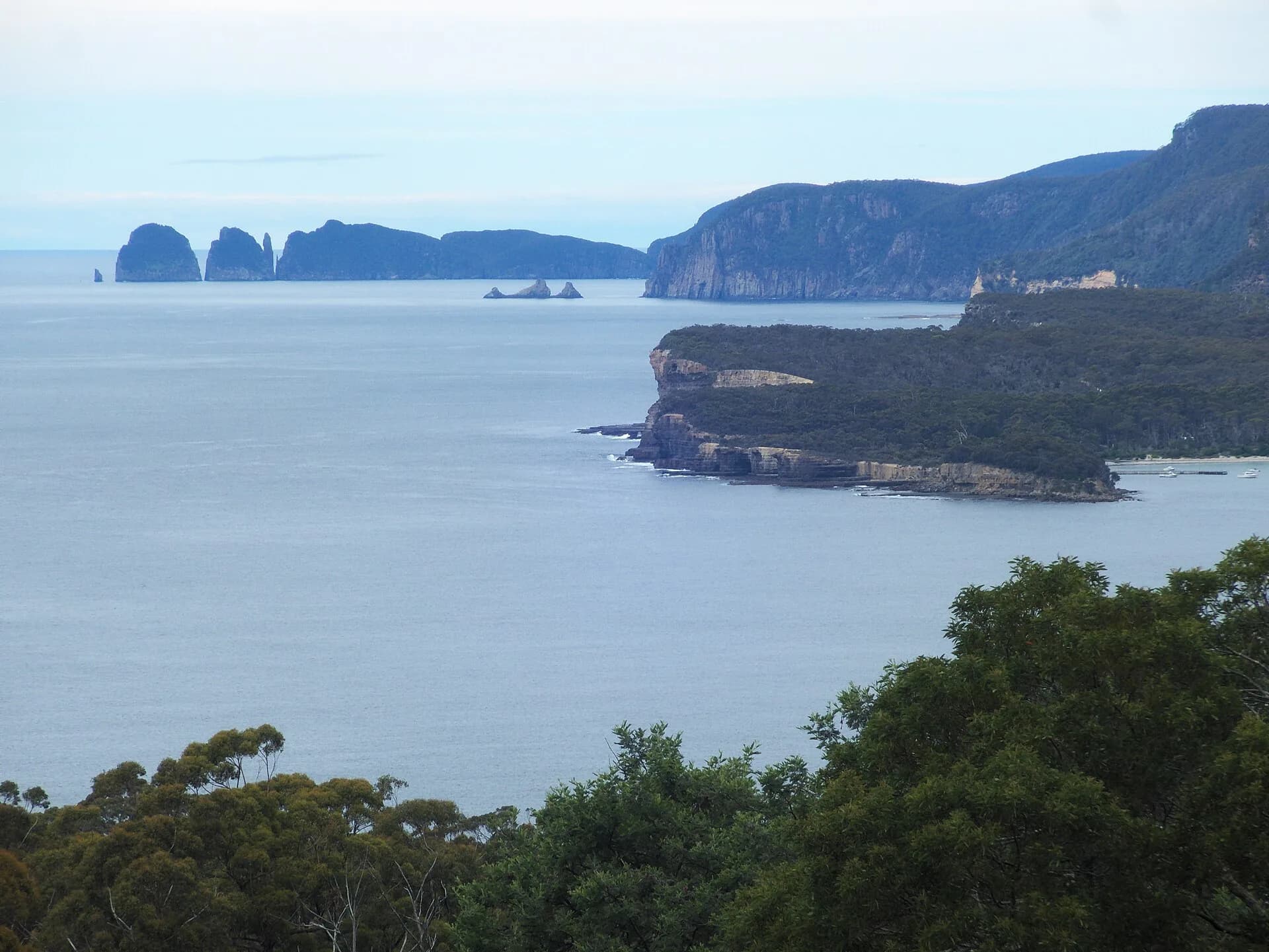 View over Pirates Bay from the roadside lookout
