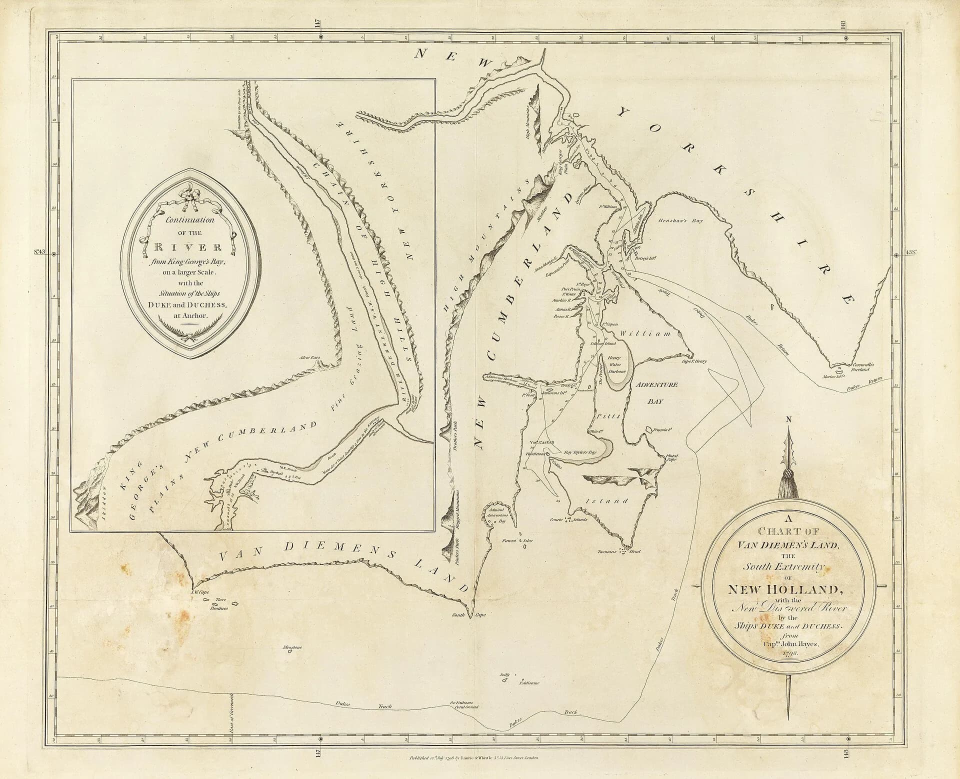 John Hayes chart of Van Diemen’s Land and the newly recorded River Derwent