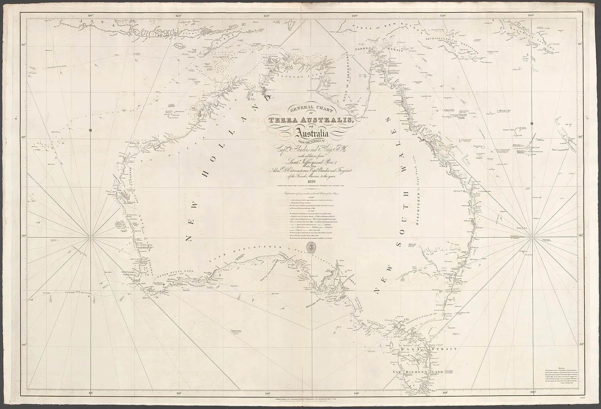Nineteenth-century chart of Australia and surrounding waters
