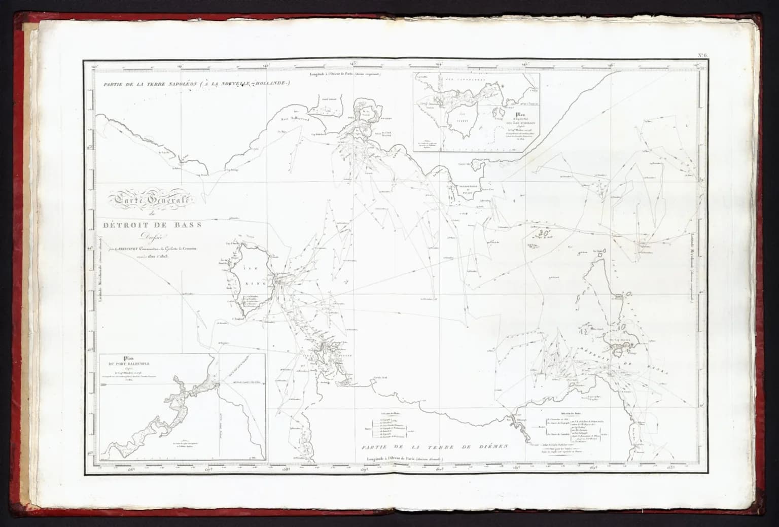 Historic French chart of Bass Strait from the Baudin expedition
