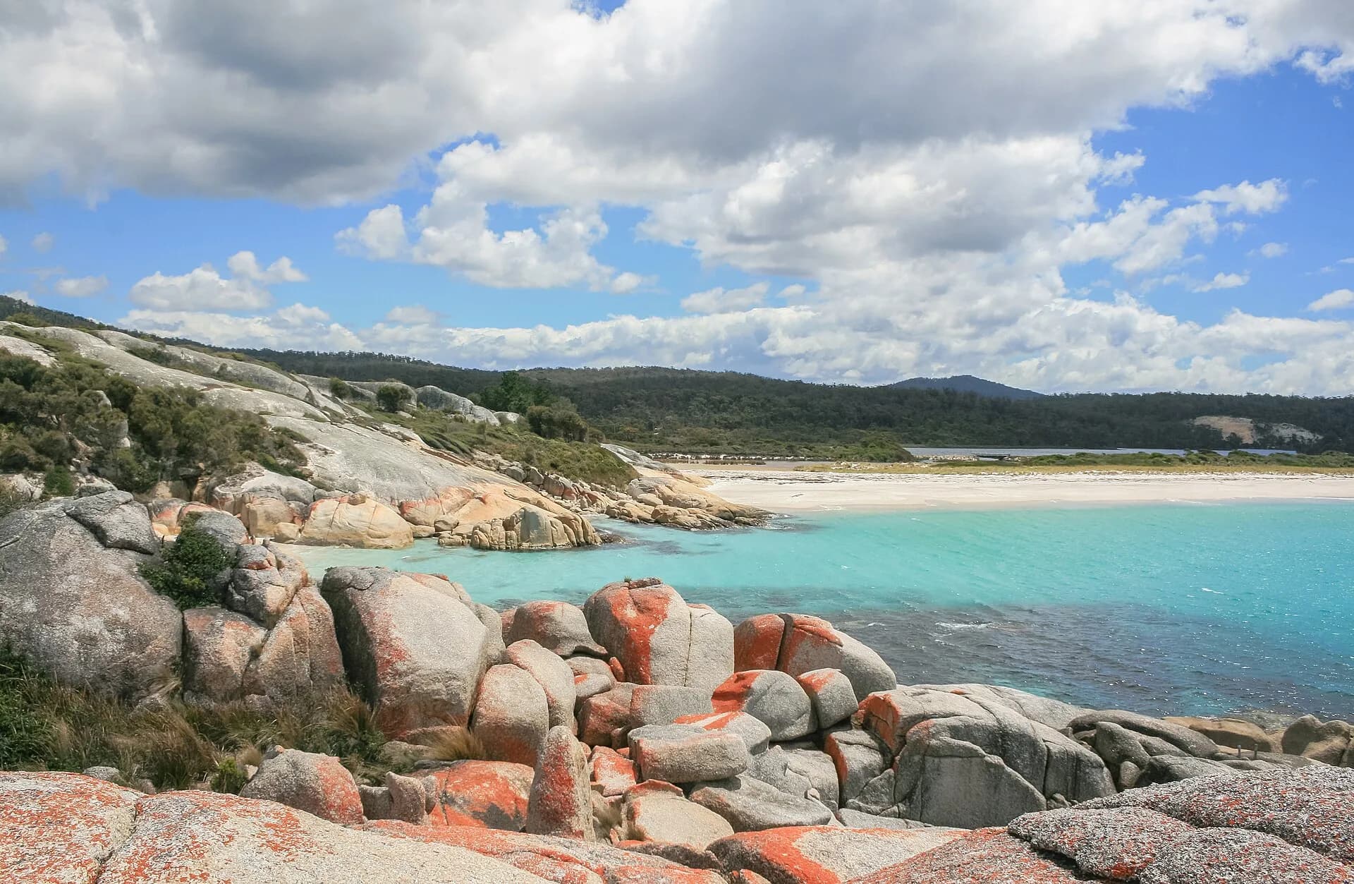 Long exposed beach in the Bay of Fires region