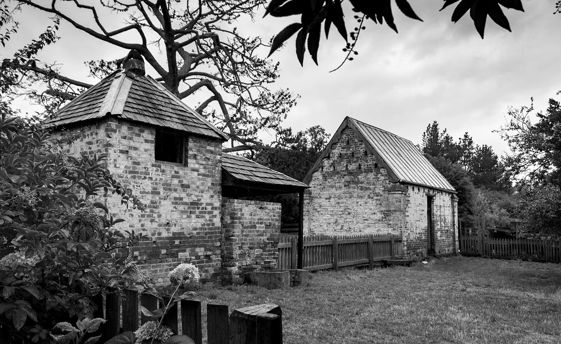 Brickendon farm buildings and rural landscape near Longford