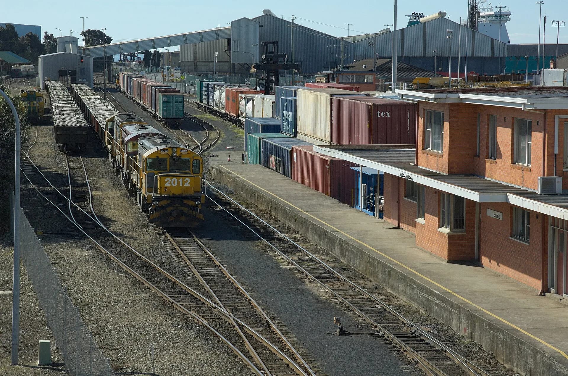 Rail lines and freight facilities at the Port of Burnie
