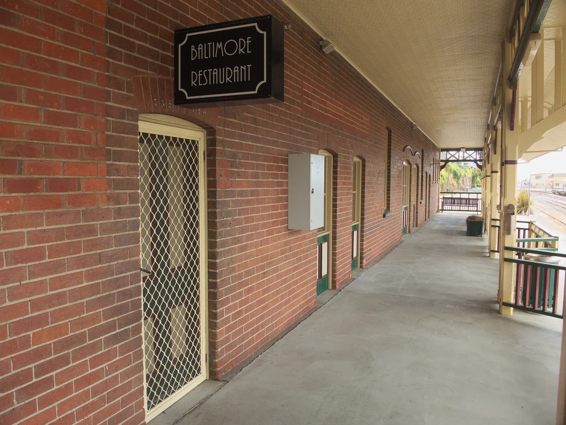 Former Burnie railway station beside the tracks