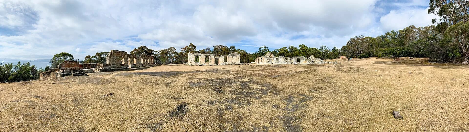 Ruins and coastal landscape at the Coal Mines Historic Site