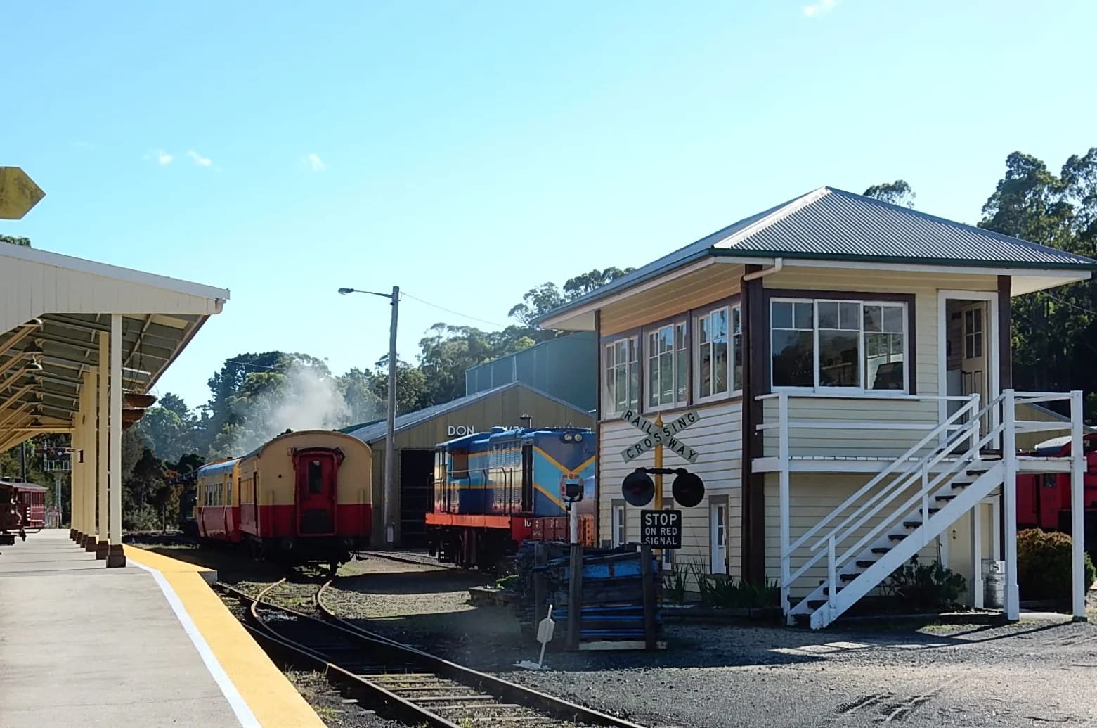 Historic rolling stock inside the Don railway museum
