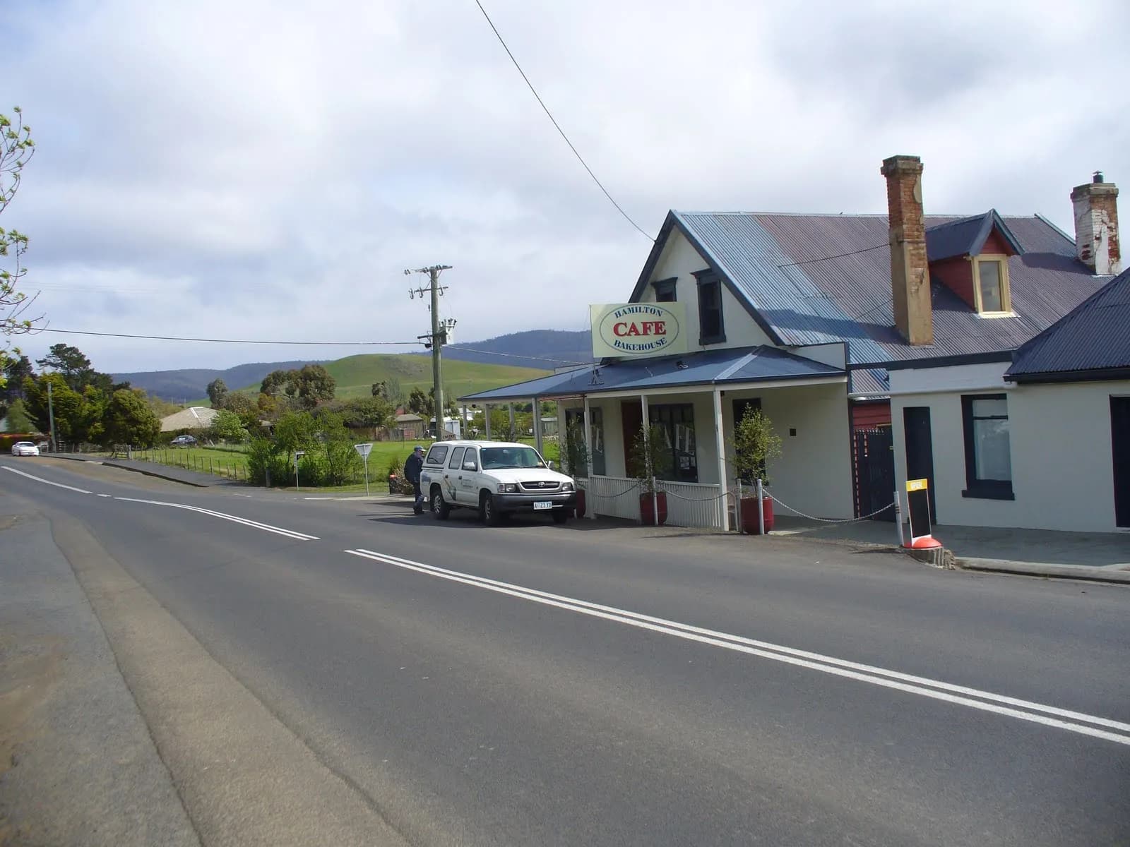 Historic buildings beside the road in Hamilton
