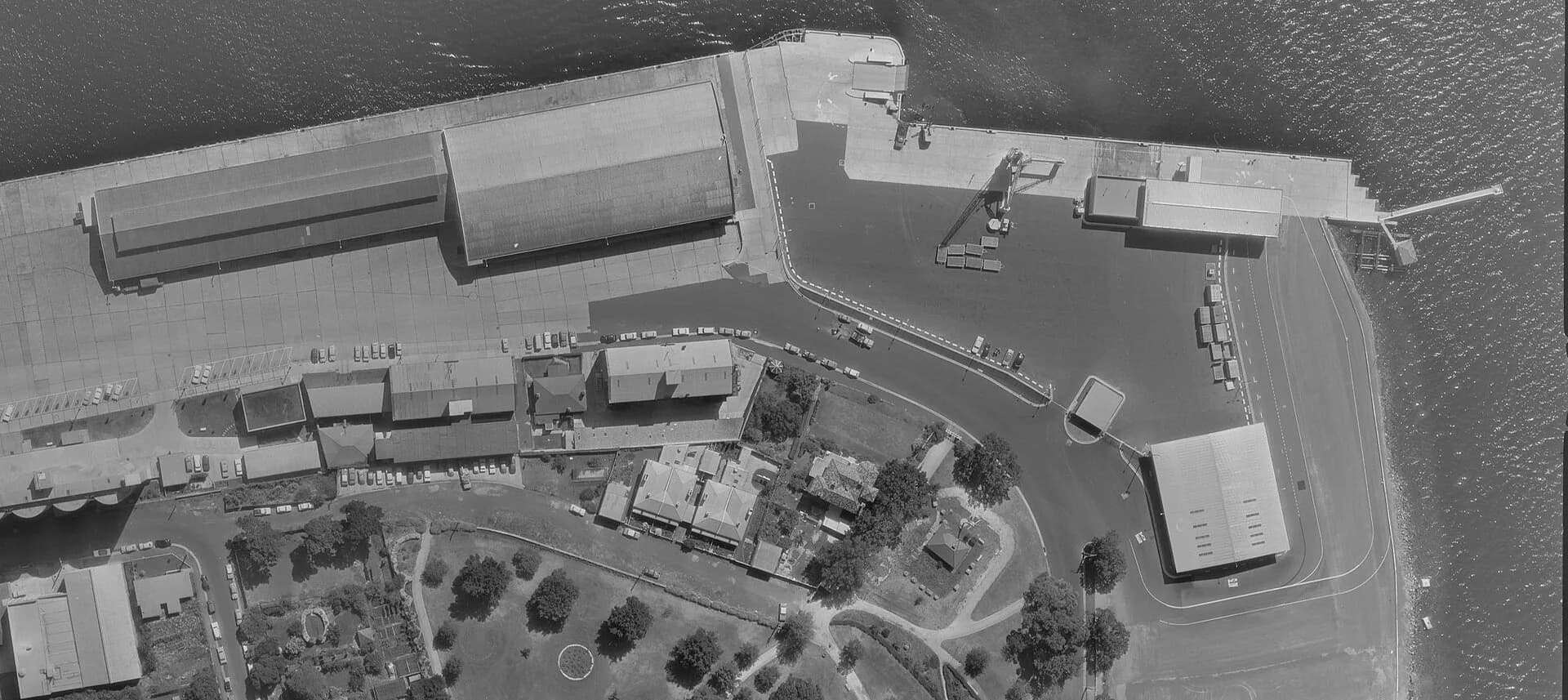 Hobart waterfront seen in a later historical photograph