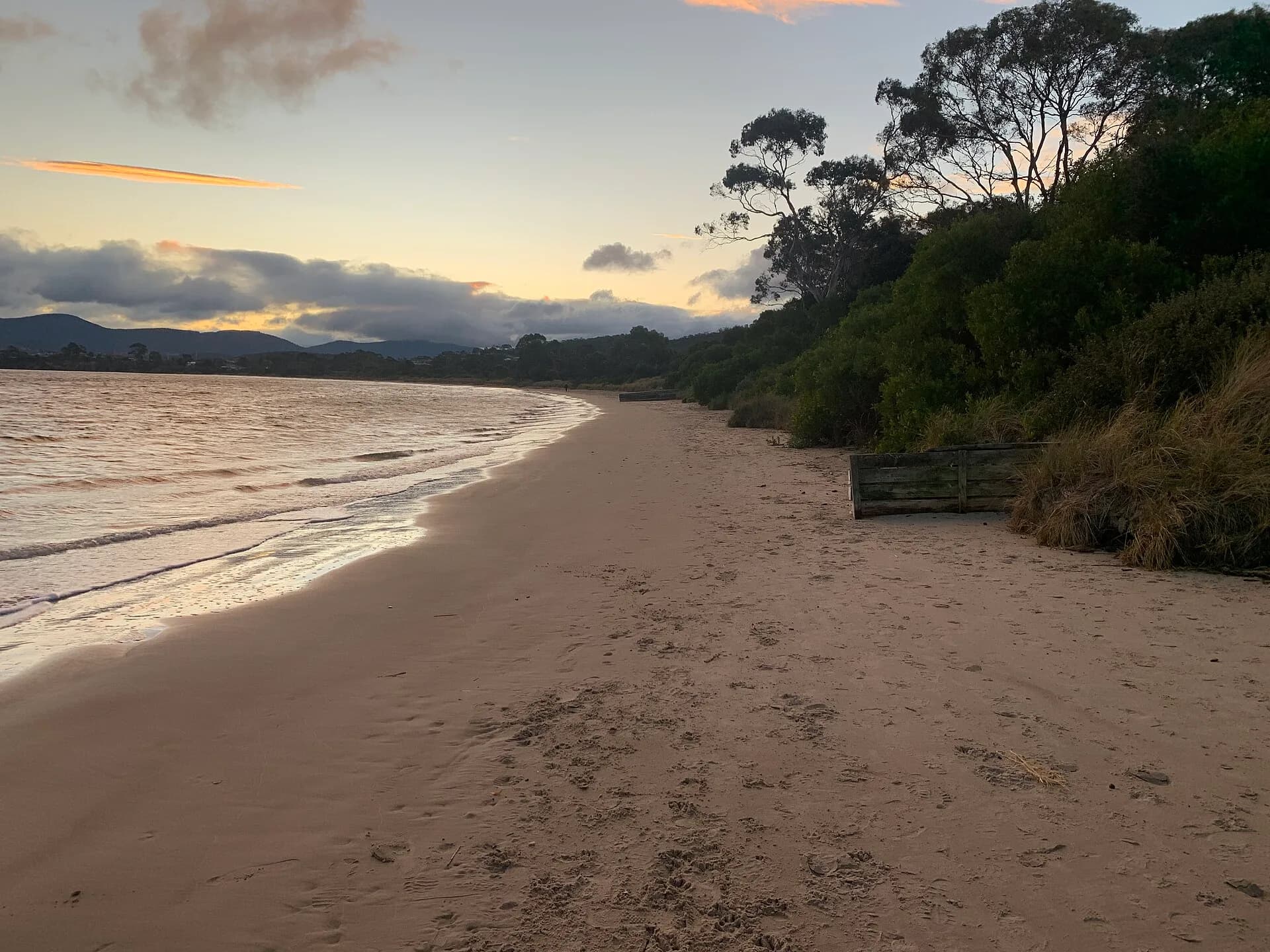 Long sandy beach on Hobart’s eastern shore