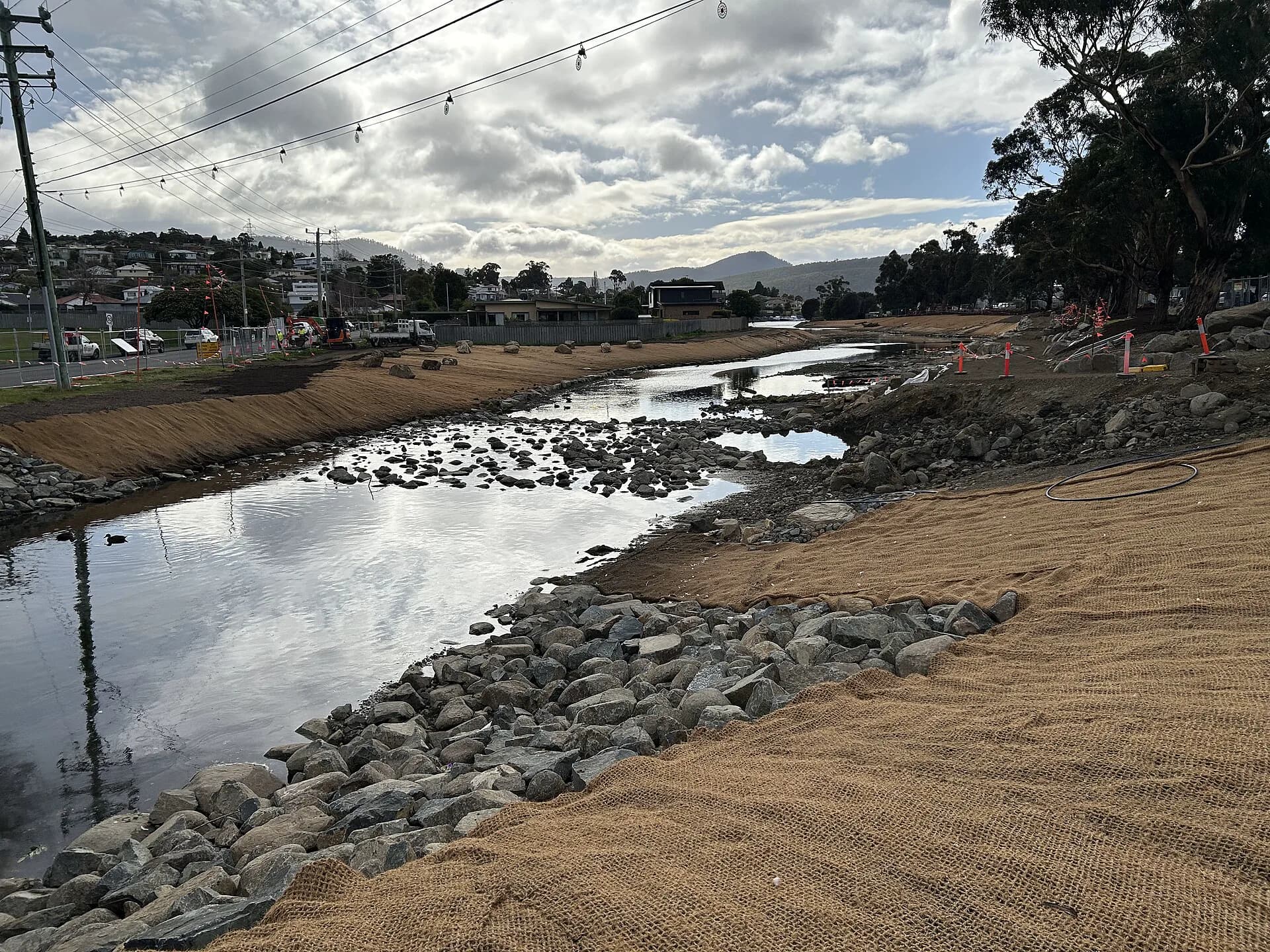 Revegetation work beside New Town Rivulet in suburban Hobart