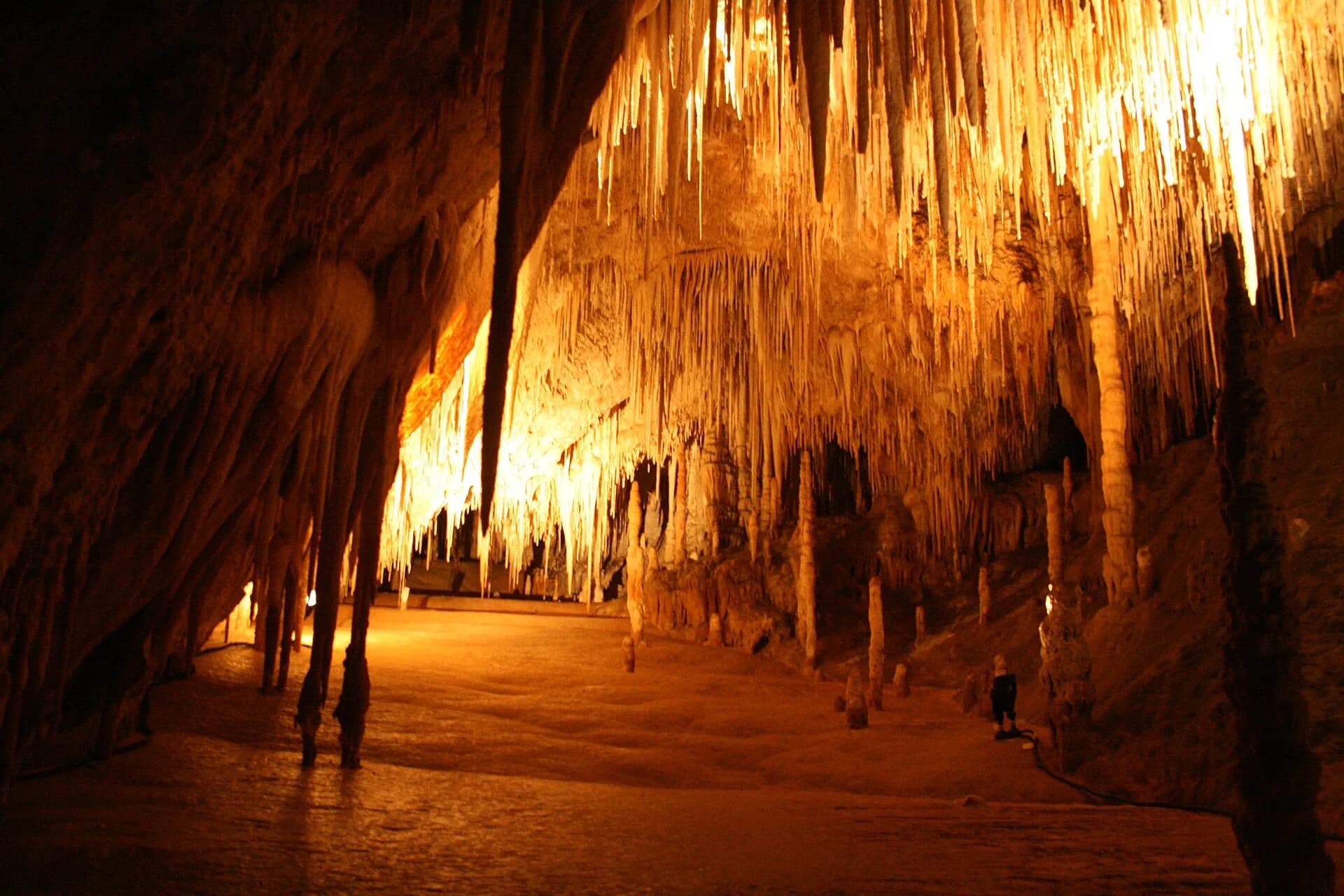 Calcite formations inside Newdegate Cave near Hastings
