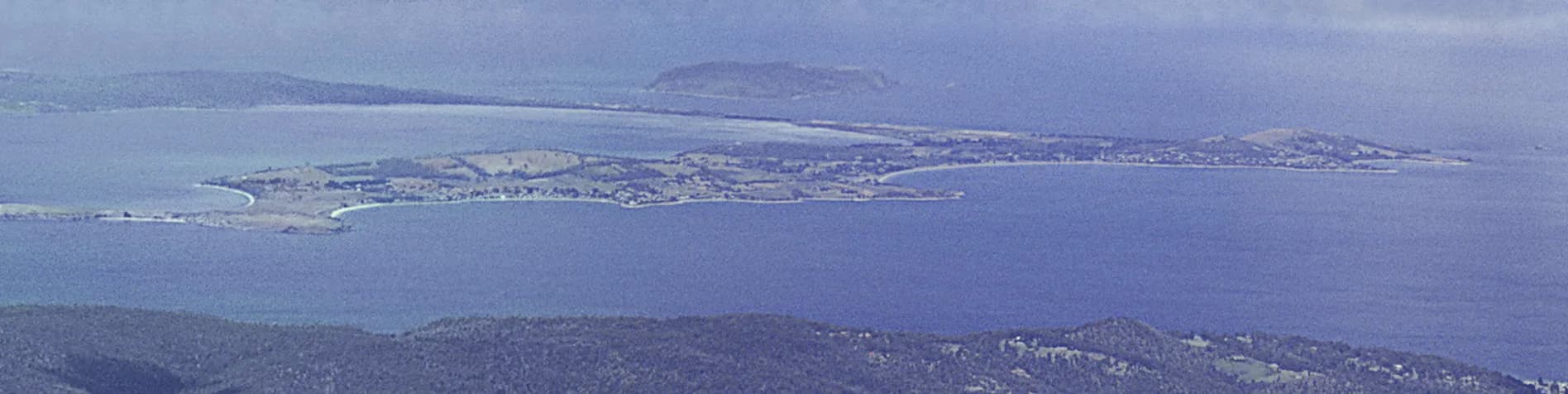 Opossum Bay and South Arm Peninsula viewed across the River Derwent