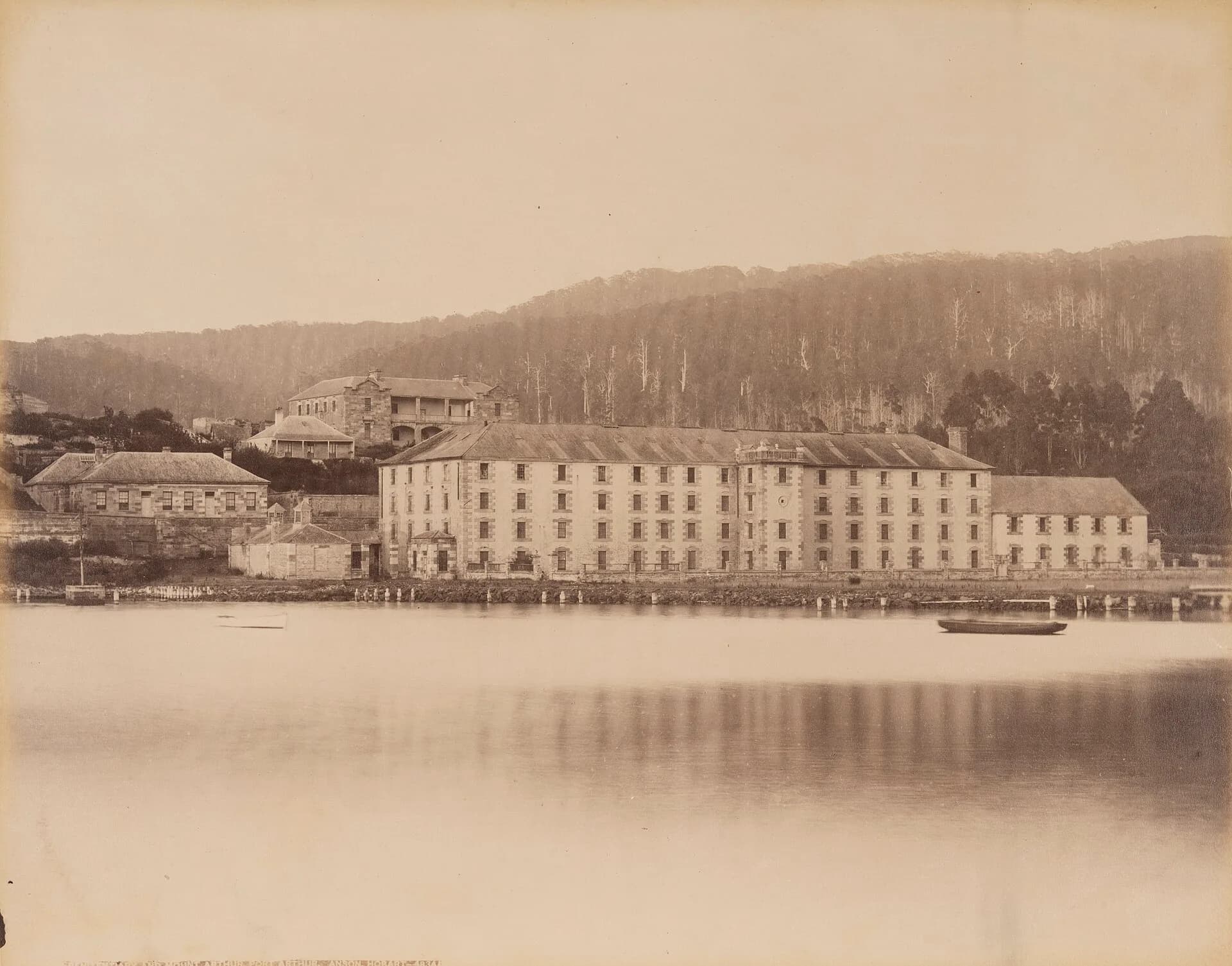 Historic photograph of the Penitentiary and Mount Arthur at Port Arthur