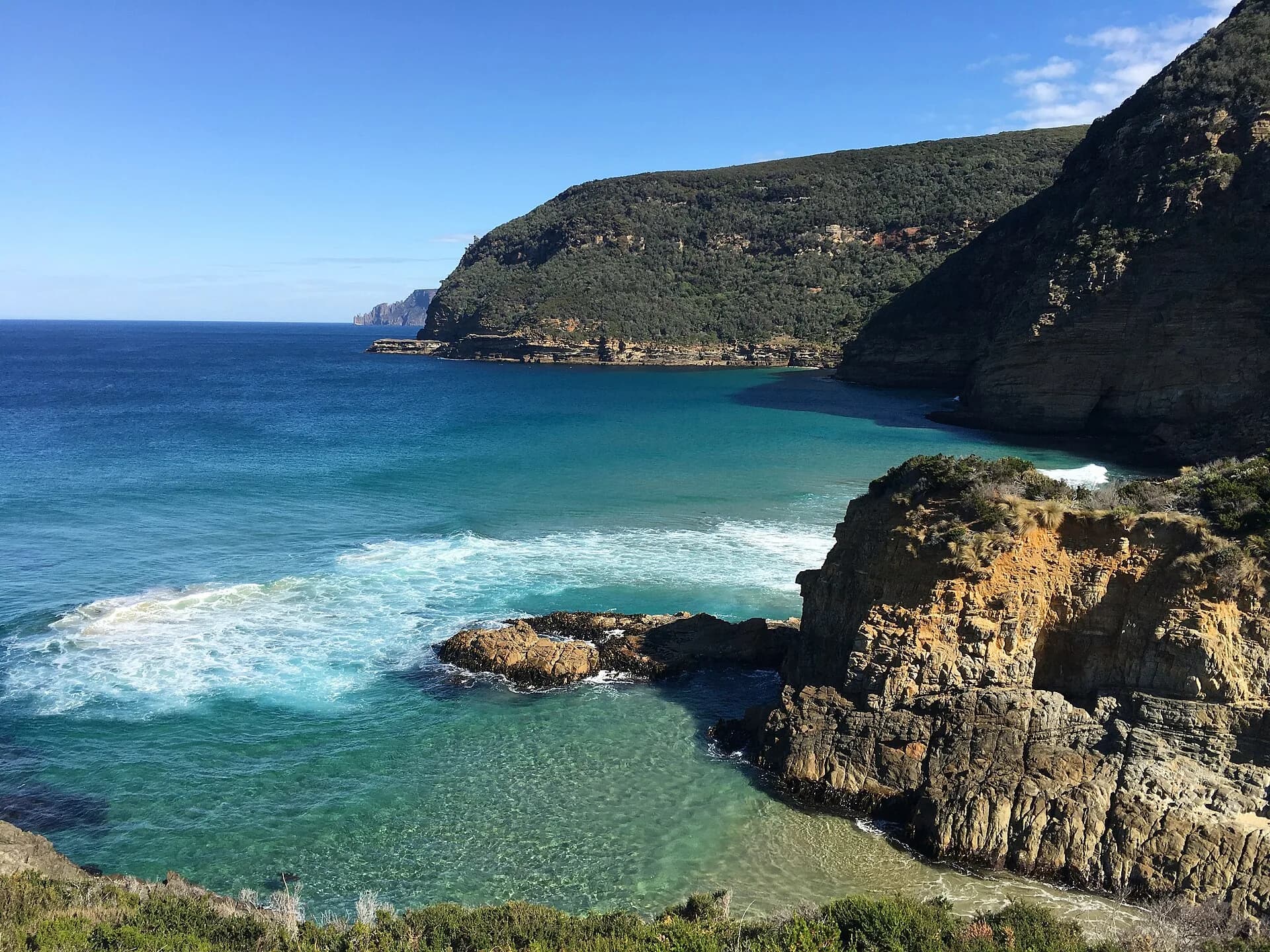 Layered coastal cliffs near Remarkable Cave
