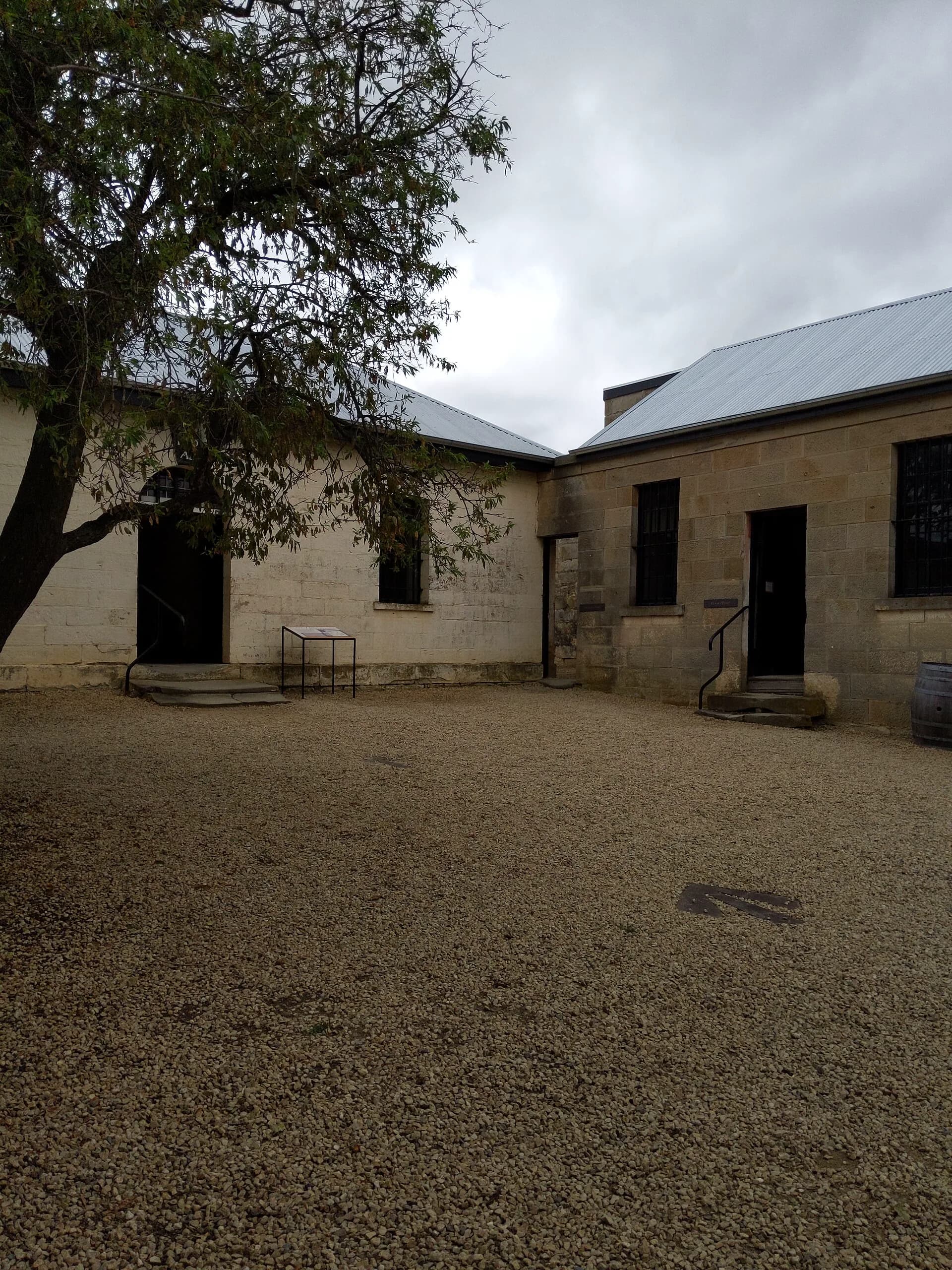 The sandstone entrance and enclosed yard of Richmond Gaol