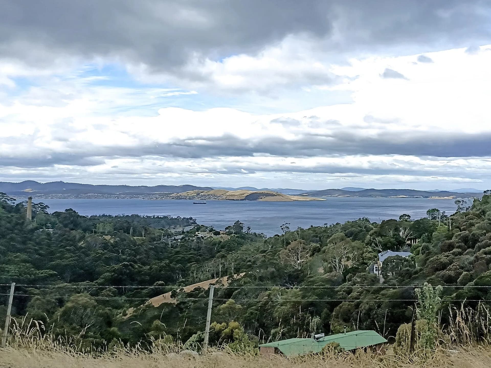 Settled western shore of the lower River Derwent