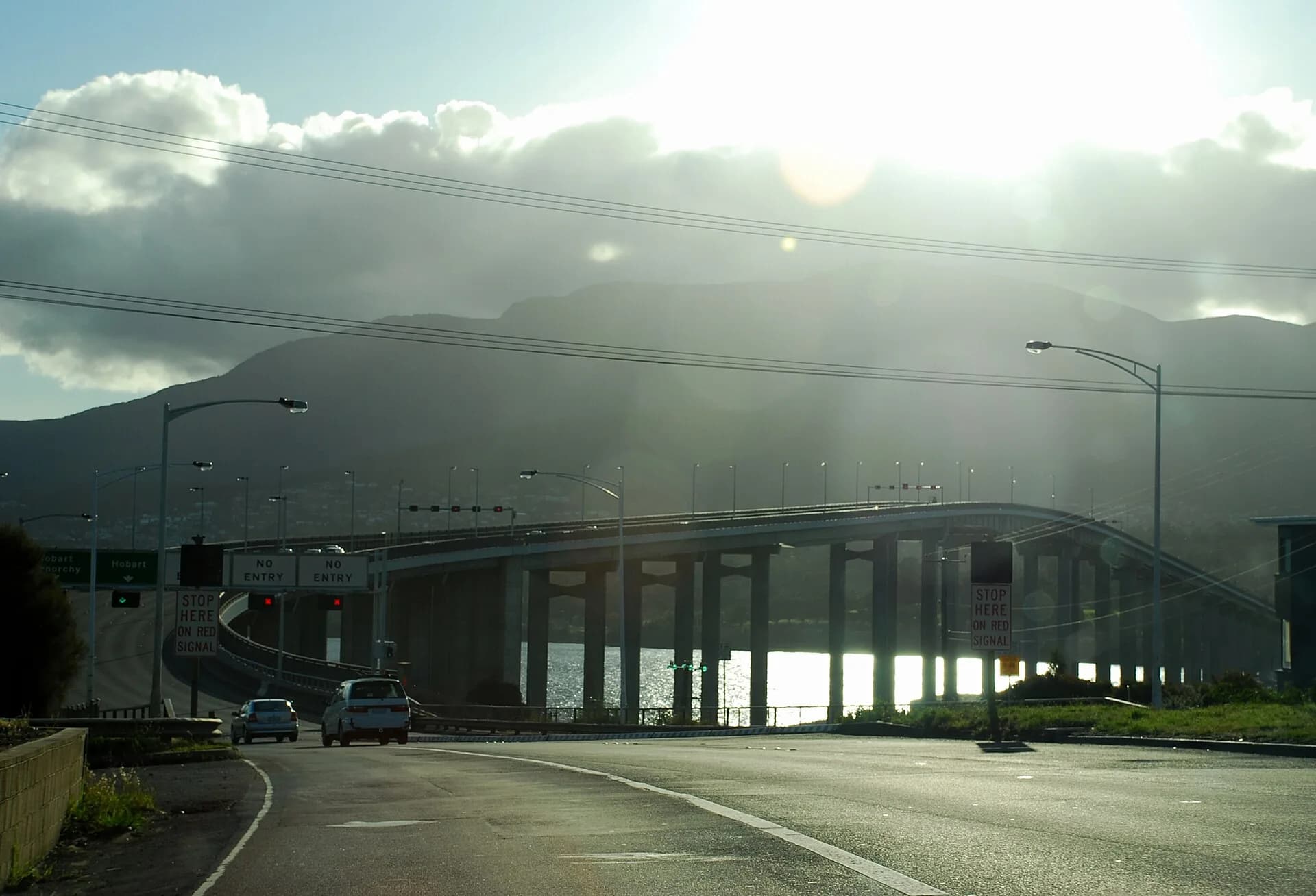 Tasman Bridge crossing the River Derwent near Bellerive
