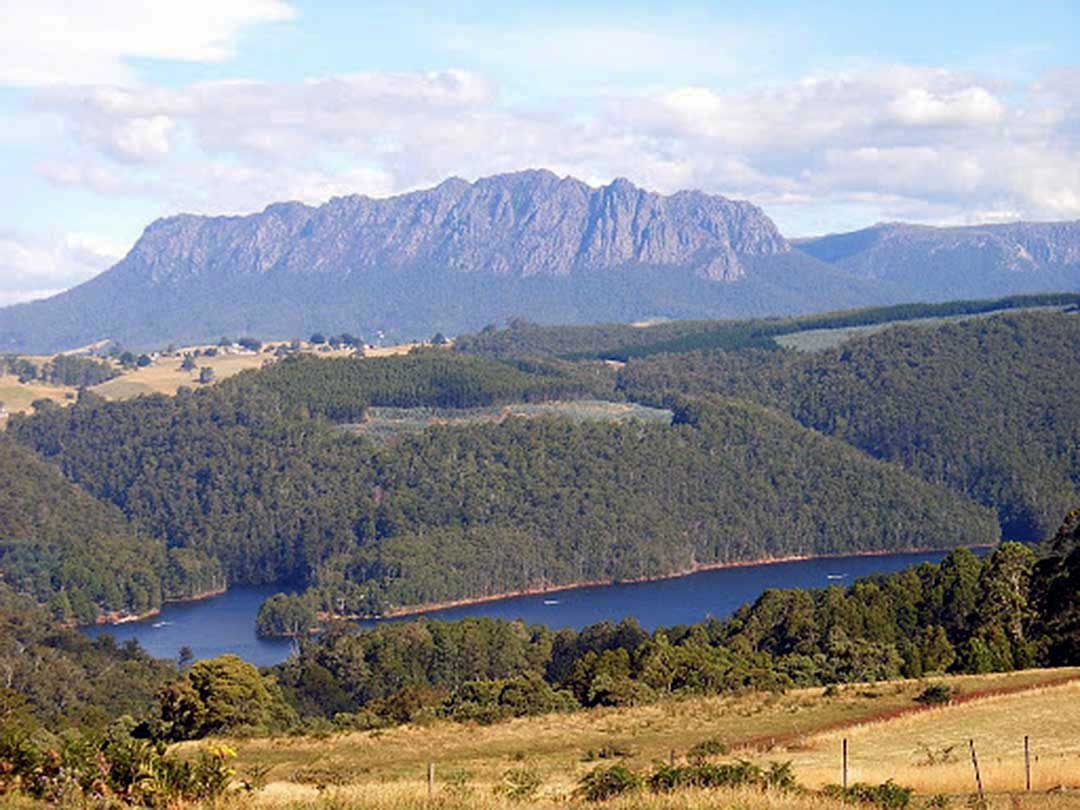 View from Upper Castra towards Lake Barrington, Sheffield and Mt Roland